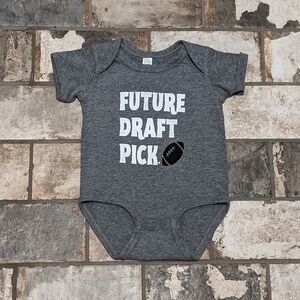 NWT Rabbit Skins 12 Months Gray Baby "Future Draft Pick"